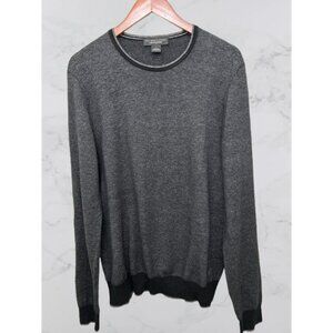 Bloomingdales Size Large Heather Gray Crewneck Sweater 100% Knit Cotton
